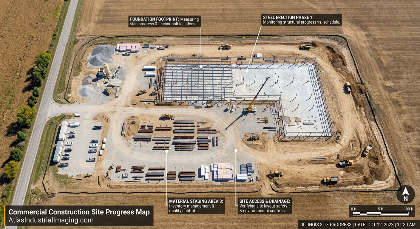 industrial drone inspection peoria il manufacturing and warehouse aerial overview