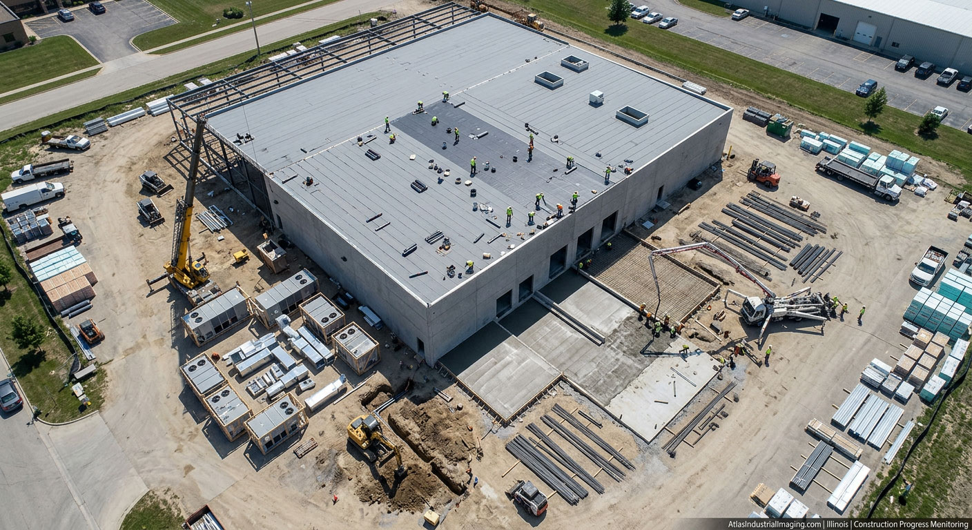 commercial roof inspection peoria warehouse roof aerial documentation