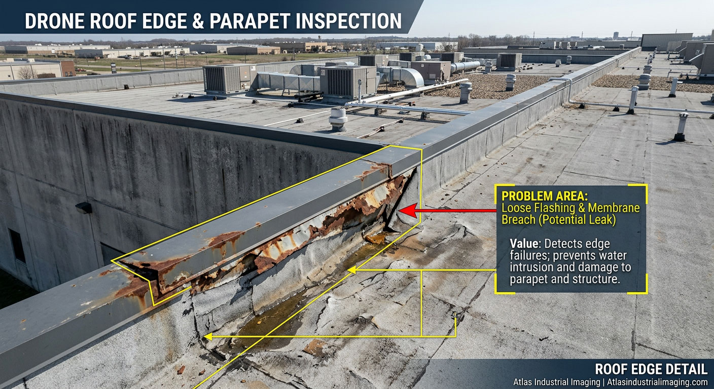 commercial building drone inspection mclean county rooftop equipment and penetrations